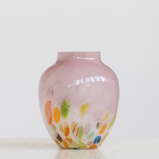 中古风彩色渐变波点玻璃花瓶法式高级感玄关客厅艺术花器插花摆件 商品图1