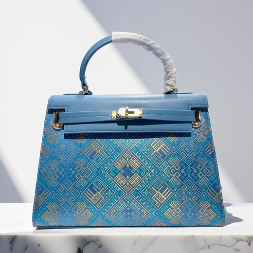 蓝色双蝶纹手提包 商品图0