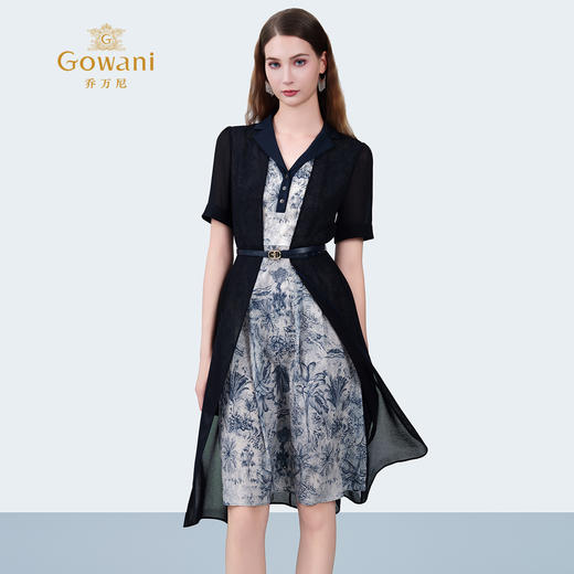 乔万尼2025夏季新品假两件设计收腰显瘦时尚连衣裙ED2E436 商品图1