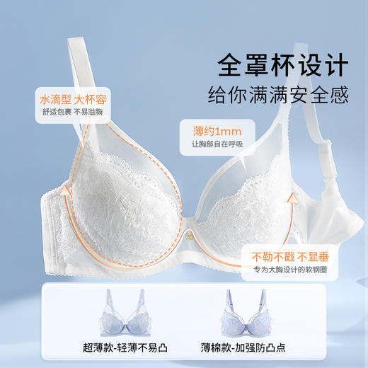【奶糖派·微甜蕾丝内衣】70-100底围全覆盖，轻盈透气，大胸显小，穿衣显瘦 商品图2
