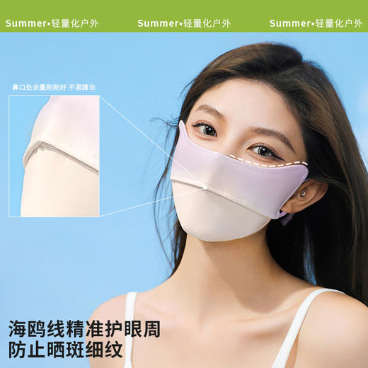 【升级款！夏日防晒黑科技☀️】UPF50+冰感丝滑口罩🔥遮阳护眼显白自带腮红✨黄皮救星，拍照出片超好看！升级款防晒口罩 冰丝女护眼角透气防晒口罩 商品图2