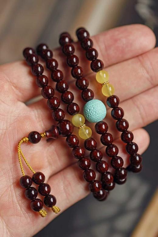 原创小叶紫檀手串满金星0.6*108颗 商品图1