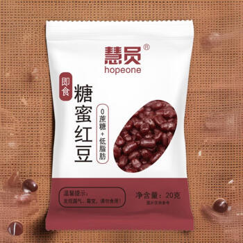 慧员（hopeone）蜜蜜豆20g*12包即食熟蜜豆红小豆糖纳豆甜品奶茶240g馅料 /粮油调味 /烘焙原料 /基础原料 商品图1