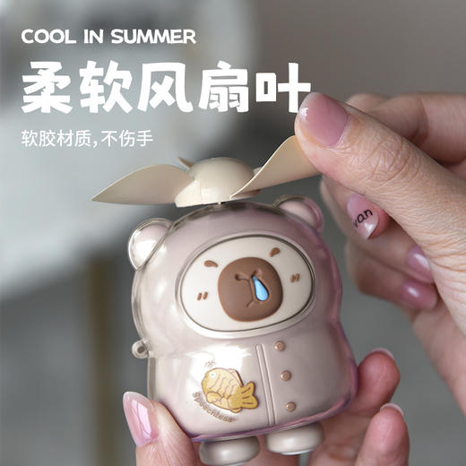 【可爱萌豚造型！柔软风扇叶】大风力小风扇挂脖风扇学生便携手拿风扇卡通usb充电款手持小风扇。ry 商品图2