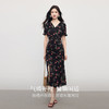 【夏季新品】熙世界法式仿真丝玫瑰碎花连衣裙女高级感泡泡袖V领长裙2025夏天 商品缩略图3
