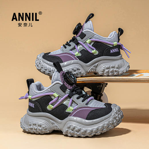 ANNIL/安奈儿儿童网面运动鞋2025新款春季软底户外男童老爹鞋旋钮女童鞋HM5105179 商品图2