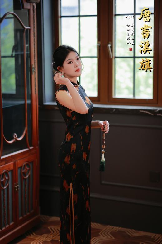 【灼 华】复古无袖盘扣旗袍写意花纹绽风华勾勒东方曼妙身姿国风新中式 商品图3