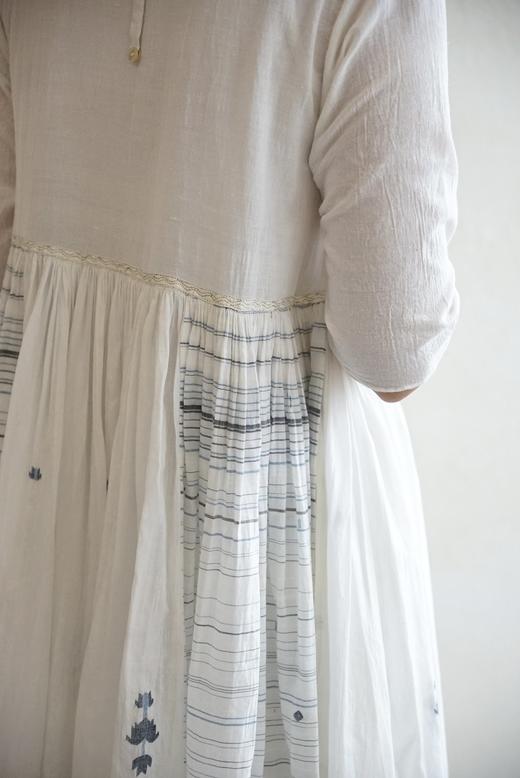 MAKU textiles｜丝棉v领高腰线连衣裙 商品图8