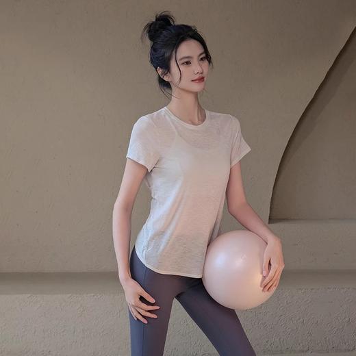 跃牌【安琪拉系列】夏季竹节纱透气瑜伽T裇镂空美背运动上衣女TX41025 商品图3