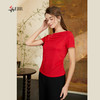 司歌荡领弹力针织上衣收腰女短袖F911045y 商品缩略图0