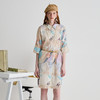 谜底衬衫裙分袖女2025夏新品复古风度假印花宽松连衣裙252ML0631 商品缩略图0