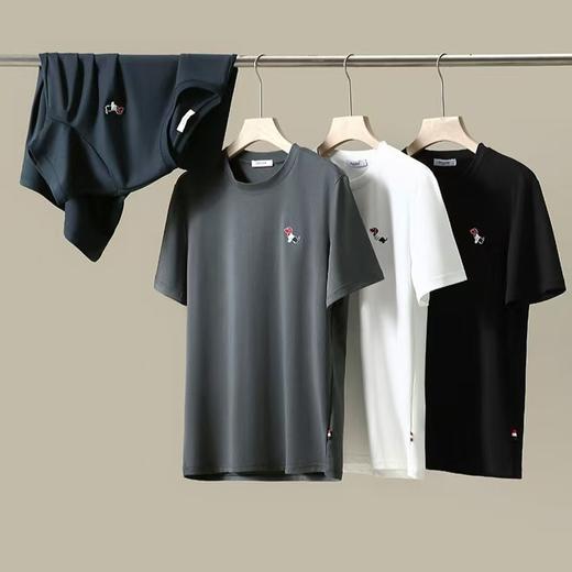 原单正品高品男士液态进口棉彩色刺绣狗水柔棉男士T恤 商品图4