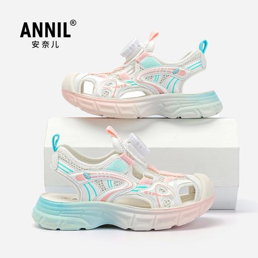 ANNIL/安奈儿女童包头凉鞋2025年夏季新款软底旋钮休闲儿童凉鞋沙滩鞋子HG5206291 商品图2