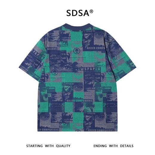 T3384夏季高级感新款美式潮牌撞色满印字母圆领短袖T恤百搭潮流上衣 商品图5