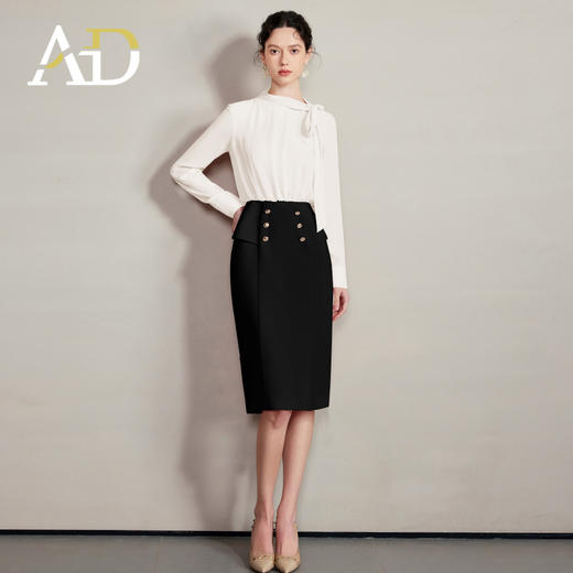 AD蝴蝶结飘带衬衣长袖连衣裙女职业通勤气质面试正装商务经理工作 商品图1