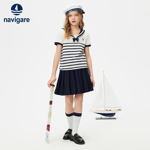 【纳维凯尔】【120-165】Navigare意大利小帆船女童夏款海军风短袖T恤 商品图4