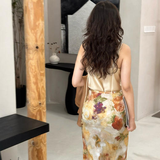 「K」洛诗琳10347水墨印花真丝半身裙2025夏季优雅开叉半裙0970 商品图3