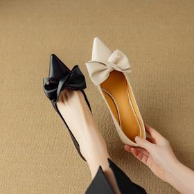 【预售5天】法式羊皮尖头高跟鞋女四季通勤百搭蝴蝶结细跟单鞋浅口气质女鞋DB&M6150