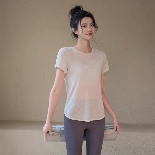 跃牌【安琪拉系列】夏季竹节纱透气瑜伽T裇镂空美背运动上衣女TX41025 商品图1