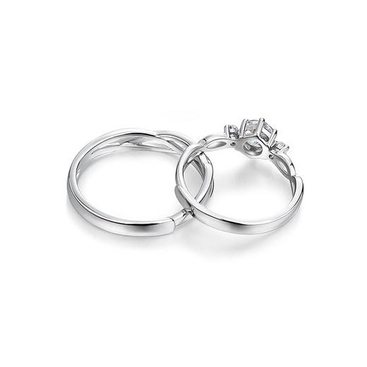 KADER卡蒂罗 闪钻心动光芒情侣对戒（同心结情侣对戒） S925/足银999情侣戒指一对 男女同款情侣款 开口可调节送女朋友礼物 七夕情人节礼物 商品图1