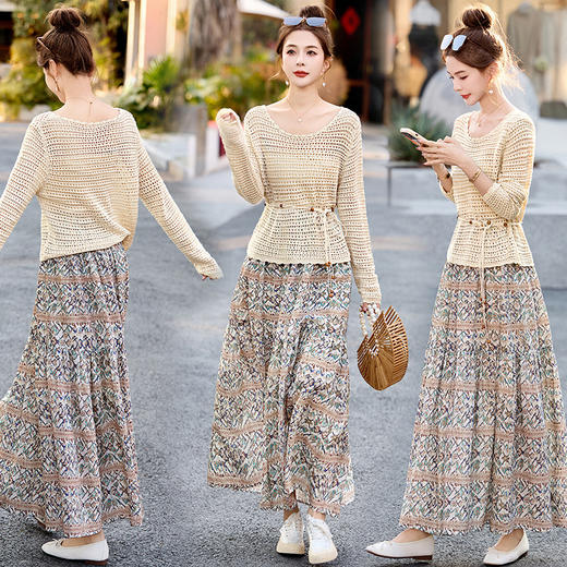 2025新款时尚舒适碎花半身裙两件套（送腰带）HR-GJC2526 商品图2