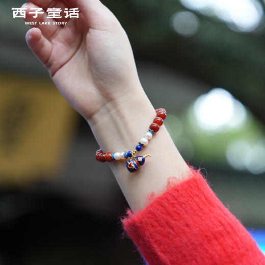 【灵隠景区直发】红玛瑙珍珠手串景泰蓝福禄双高级感新中式手链 商品图1