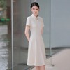 IWY/新中式国风盘扣连衣裙米白色夏季新款复古时尚优雅收腰显瘦A字裙子1024Q103 商品缩略图2