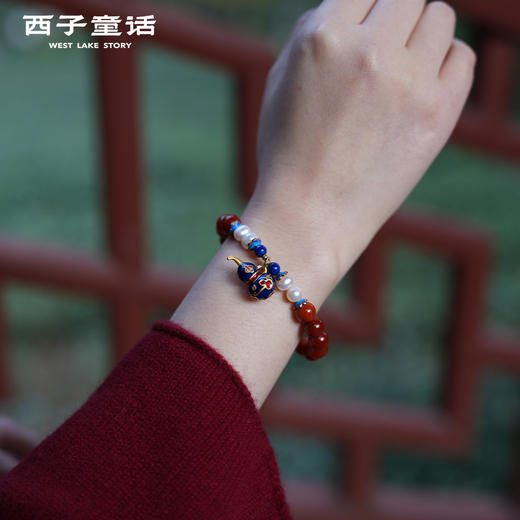 【灵隠景区直发】红玛瑙珍珠手串景泰蓝福禄双高级感新中式手链 商品图0