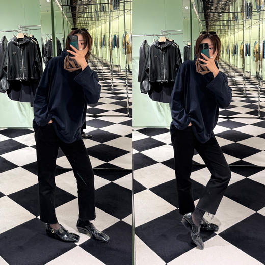 HIDEMI极简百搭毛边小脚牛仔裤九分裤 黑色/白色 商品图1