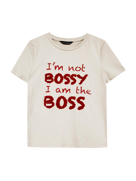 本色圆领毛巾绣花印花工艺修身针织上衣 商品图0