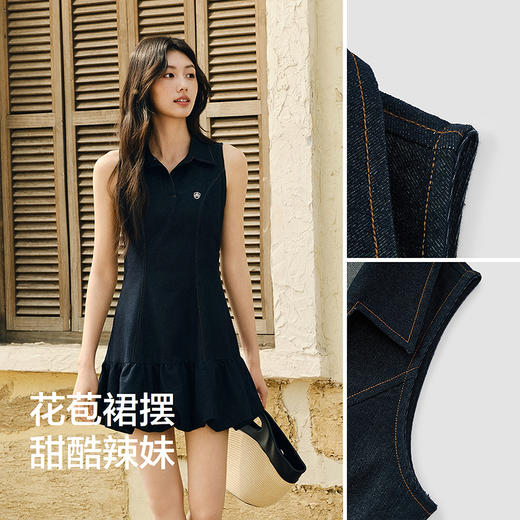 森马连衣裙女polo领无袖花苞裙甜酷2025夏新款辣妹分割短裙小个子 商品图2