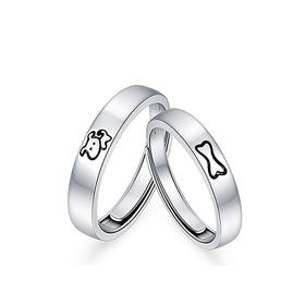 KADER萌趣爱恋 情侣对戒 s999 足银 情侣戒指纯银小众设计生日礼物送男女友