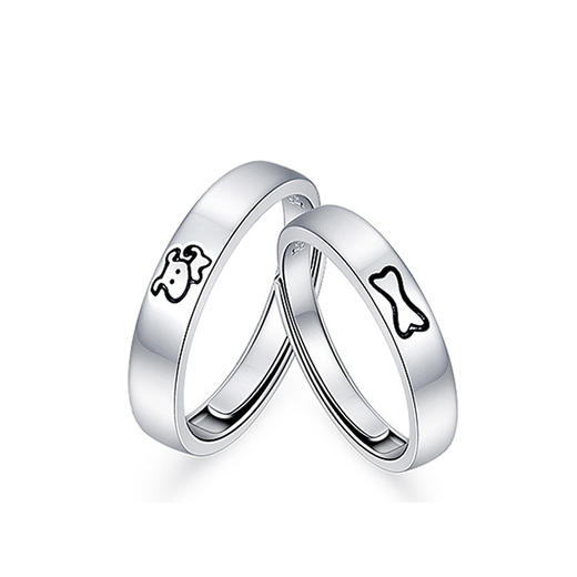 KADER萌趣爱恋 情侣对戒 s999 足银 情侣戒指纯银小众设计生日礼物送男女友 商品图0