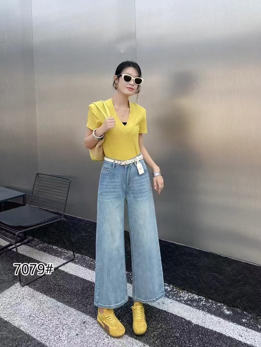  福利推荐~爆款牛仔-7079软料薄款宽松显示阔腿夏季八九分牛仔-送腰带-喜出 商品图1