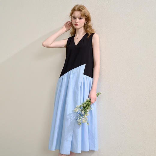 【设计感拼接撞色】无袖背心裙女夏季宽松V领连衣裙V1150743 商品图2
