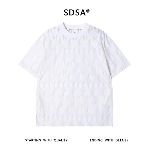 T3386夏季高级感新款美式潮牌网纱镂空圆领短袖T恤嘻哈百搭宽松上衣 商品图1