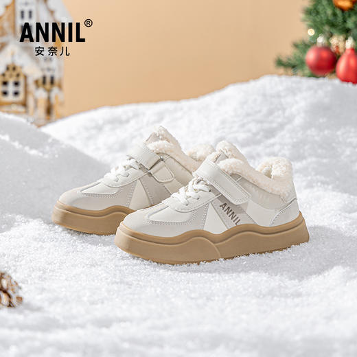 ANNIL/安奈儿加绒板鞋低帮冬鞋水晶绒加厚款雪地靴女大童冬季新款HM4404116 商品图2