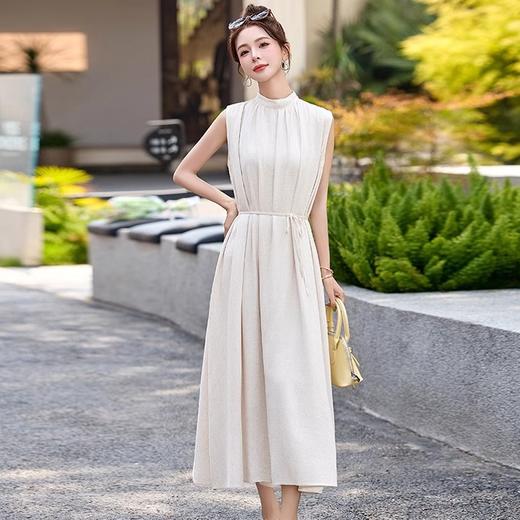 法式连衣裙2025夏季新款时尚优雅气质收腰显瘦简约中长款裙子 HR-MLJL61005 商品图0