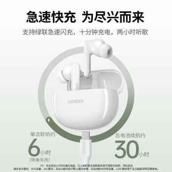 绿联蓝牙耳机T6s入耳式 -52dB深度降噪耳机金标认证空间音效 运动游戏无线耳机适用于苹果华为小米礼物 商品图6