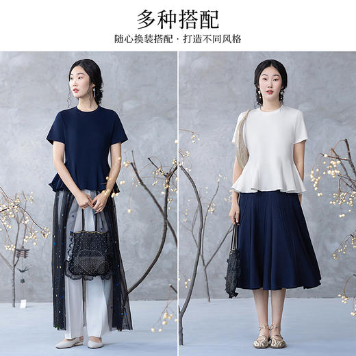 【林栖设计小店】（现货）莫代尔混纺T恤百搭多色荷叶边2025夏季新品短袖上衣女1952134 商品图11