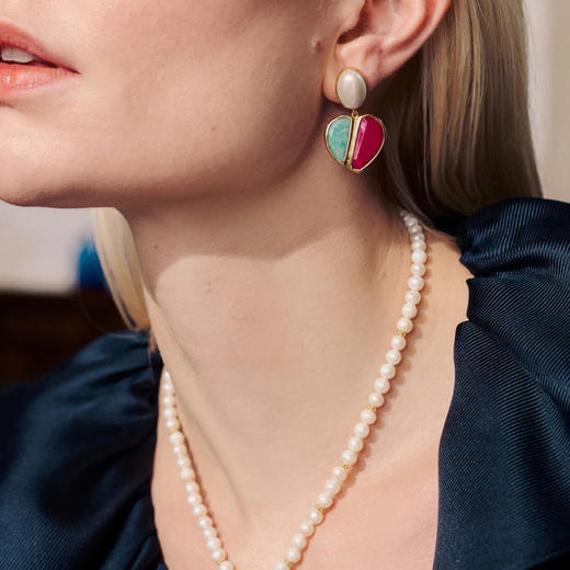 订购10周到｜Carousel Jewels-Lola-心形 天河石 紫红色玉髓 珍珠 耳环［英国设计师］ 商品图1