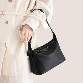 TENNCO【饭盒包】新款头层牛皮hobo包拉链单肩斜挎腋下包