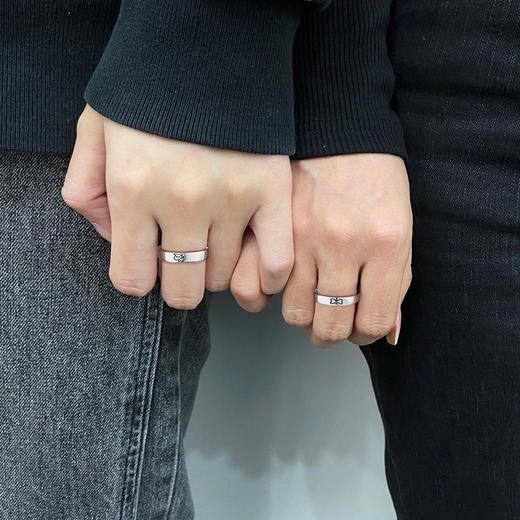 KADER萌趣爱恋 情侣对戒 s999 足银 情侣戒指纯银小众设计生日礼物送男女友 商品图5