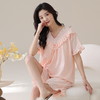自然醒梵花云朵棉（带胸垫）睡衣女款夏季短袖短裤薄款花边甜美风女士家居服QH 商品缩略图7