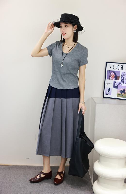 T56337#鹅蛋领型显瘦弹力T恤 商品图6