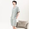 自然醒清风睡衣男士夏季薄款云朵棉开衫款休闲短袖短裤大码可外穿家居服套装QH 商品缩略图1