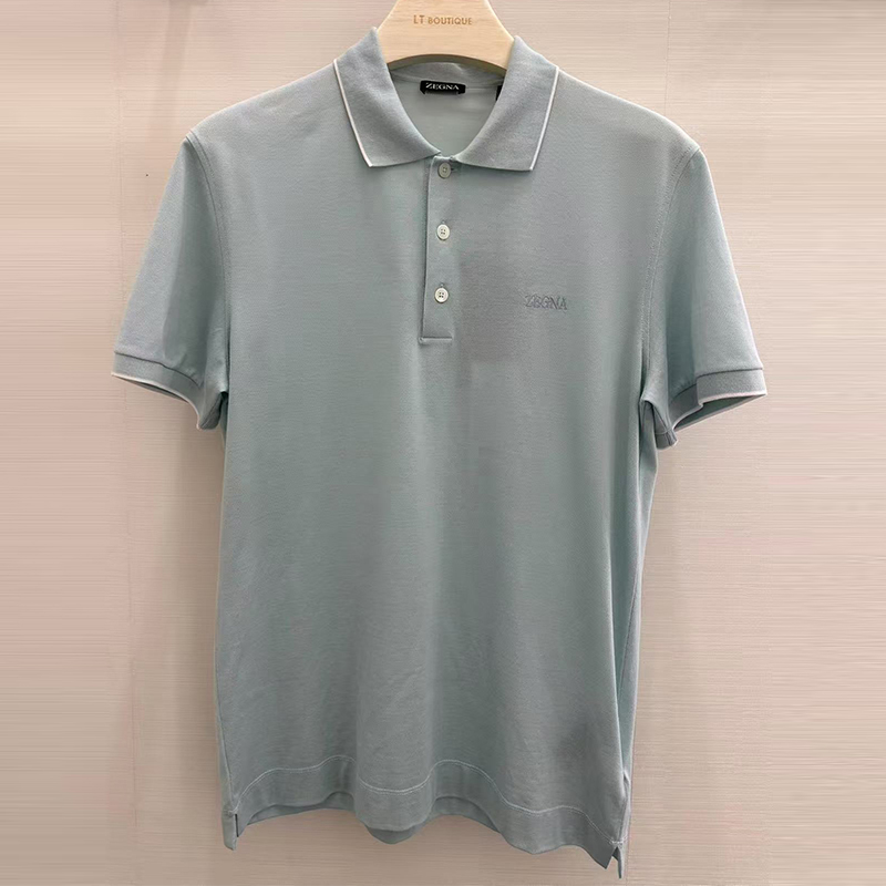 ZEGNA 杰尼亚 男士字母徽标刺绣弹力棉质短袖polo衫 绿色 UF358A9 F746 A01