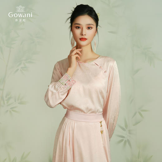 乔万尼真丝衬衫19mm提花缎面国风桑蚕丝上衣EM2C927 商品图1