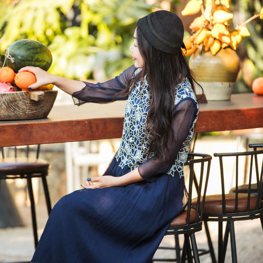 【林栖设计小店】蕾丝镂空连衣裙真丝宽松显瘦2025夏季新品桑蚕丝长裙女1952016 商品图1