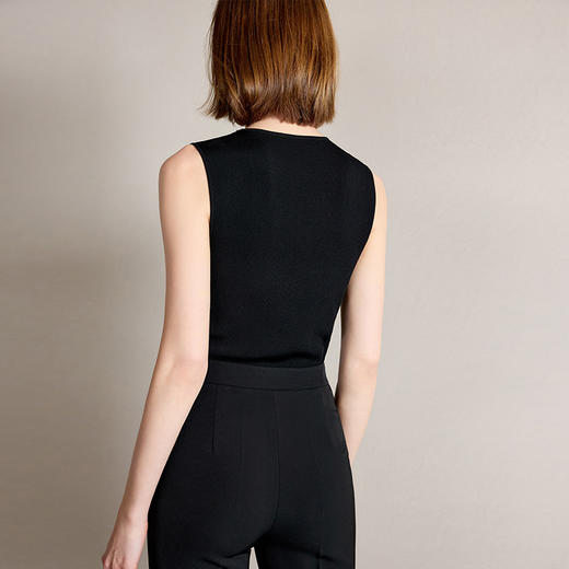 AD高端醋酸背心女夏季2025新款黑色无袖针织打底简约百搭流苏上衣 商品图1